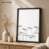 Cadre photo A4 en MDF noir, design minimaliste, motif feuille de lotus, pour impression artistique, décoration murale ou de table, cadre décoratif pour la maison