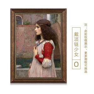 Lienzo de pintura de chica decorativa enmarcada de estilo europeo para decoración de pared del hogar retratos de mujer clásicos elegantes venta directa de fábrica - Product Image 5