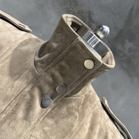 Veste d'hiver pour femme en cuir véritable, veste en daim de mouton, veste en cuir oversize courte