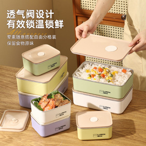 304 Stainless Steel Lunch Box Double Layer Sealed Rectangle Microwave Safe Food <b>Storage</b> Container For Office And School - Product Image 1