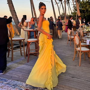 Vestido Largo sin Mangas para Mujer, Elegante y Sencillo, con Abertura Alta, Volantes en el Bajo, Sexy, sin Tirantes, Cintura Natural - Product Image 5