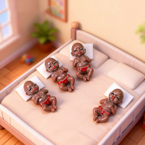 Mini Statuette in Resina di Bambino Dormiente Nero, Ornamento in Miniatura per Micro Paesaggi, Giardino delle Fate, Portachiavi, Decorazioni Fai-da-Te - Product Image 2