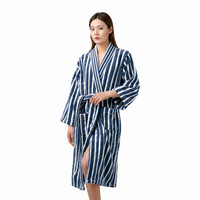 Robe personnalisée avec logo, col kimono, en polaire bleu marine, confortable, lavable en machine, pour les fêtes et le commerce électronique, pour femmes