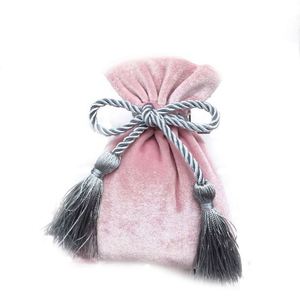 Pochette en velours doux pour bijoux, cadeaux de mariage, avec cordon de serrage, sac de maquillage tendance avec impression de logo - Product Image 2