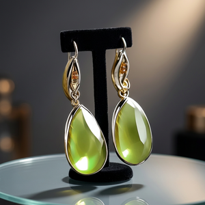Boucles d'oreilles pendantes chrétiennes bohèmes en argent sterling 925 avec pierres précieuses paridot hydro, cadeau pour femme, meilleures ventes - Product Image 4