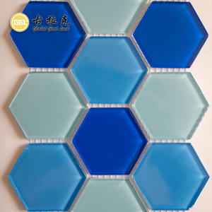 Goodluck mosaïque hexagone forme <span class=keywords><strong>bleu</strong></span>/<span class=keywords><strong>vert</strong></span> cristal verre mosaïque <span class=keywords><strong>carrelage</strong></span> pour piscine salle de bain hôtel mur sol dosseret décor - Product Image 3