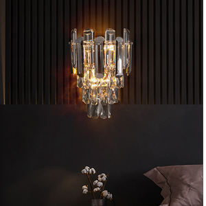 Goldene Luxus Rauchgraue Kristall-Wandleuchten Indoor Nordische Moderne Wandlampe für Hotel Schlafzimmer Wohnzimmer - Product Image 2