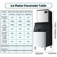 Grande machine à glaçons commerciale à refroidissement par air, 156 bacs à glaçons, production de 100 kg/jour, stockage de 100 kg de glace, pour hôtels