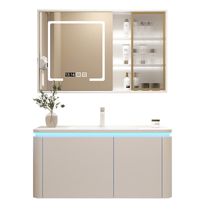 ตู้ห้องน้ำสีขาวแบบเรียบง่าย ตู้กระจกอัจฉริยะ ตู้เก็บของ ตู้อ่างล้างหน้าสีขาวแบบติดผนัง - Product Image 4