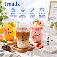Trendz Trendz Gobelets jetables compostables en PLA de 32 oz en forme de U avec couvercles pour milkshake, café, dessert, fête, pour latte glacé