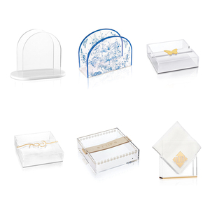 Porte-serviettes épais en Lucite, organisateur de mouchoirs en acrylique transparent, support de table de luxe avec poids <span class=keywords><strong>d</strong></span>écoupé - Product Image 5