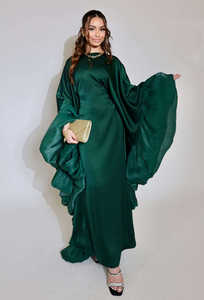 Robe Abaya pour femmes musulmanes LE DUO, robe islamique modeste en satin à manches bouffantes maxi - Product Image 3