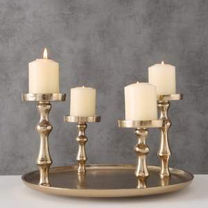 Bougeoirs en or antique en aluminium brut avec plateau pour centres de table de mariage et décoration intérieure 2024 dernier décor meilleur vendeur - Product Image 3