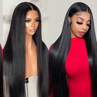 Expédition immédiate : Perruque Lace Front 13x6 en cheveux humains bruts vietnamiens, lisse baguette, vente en gros, sans colle, avec dentelle HD
