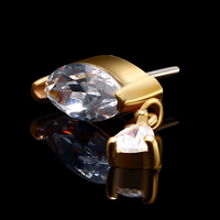 Piercing corporel enfichable Eternal Metal pour enfant, plaqué or 14K, avec un seul strass marquise, pour Tragus et Daith