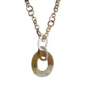 Collar Personalizable de Cuerno de Búfalo Natural con Cadena de Perlas y Diamantes, Joyería Ecológica para Mujer - Product Image 5