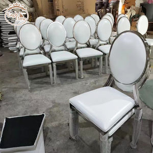 Chaises de luxe en acier inoxydable doré à dossier ovale pour réception de mariage, design moderne, fête en plein air, événement de mariage, banquet - Product Image 4