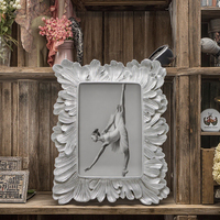 Cadre photo en résine pour photo de style vintage européen, rétro, fleur en or et argent, décoration intérieure
