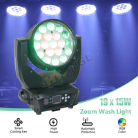 Profesional 19x15W RGBW Zoom Cabeza móvil Luz de escenario con relleno de fondo para conciertos y eventos