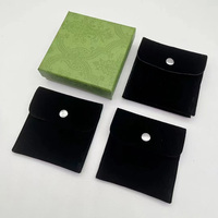 Pochette classique noire en velours double face avec bouton-pression pour bijoux, bagues, boucles d'oreilles, colliers – Meilleure vente
