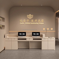 Comptoir de réception de luxe haut de gamme en marbre blanc pour salon de beauté, salon de coiffure, spa, petit comptoir avant pour 2 personnes