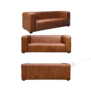 أريكة جلدية حديثة بثلاثة مقاعد لغرفة المعيشة والفنادق، أثاث منزلي فاخر قابل للتخصيص في الحجم واللون - Product Image 4