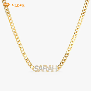 Collier avec chaîne cubaine personnalisée en or 14 carats avec diamants, cadeau personnalisé pour homme et femme, anniversaire, chaîne - Product Image 1