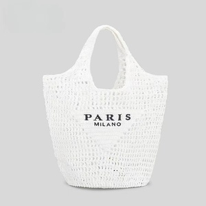 Borse da donna con marchio a triangolo in paglia borsa in rafia da spiaggia - Product Image 6