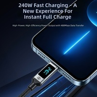 Câble USB-C vers USB-C 240W avec charge rapide PD et affichage numérique intelligent, câble de type C tressé en nylon pour ordinateur portable MacBook
