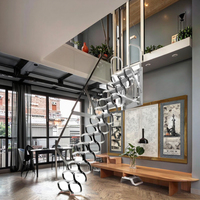 Escalier escamotable multifonctionnel industriel durable en acier galvanisé noir et aluminium, épaissi, invisible, pour intérieur domestique