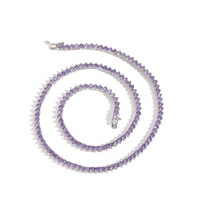 Chaîne de tennis BC105 violette 3 mm pour homme, collier personnalisé avec zircon en forme de poire serti griffe, style hip-hop européen et américain