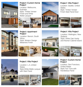 Armoires de cuisine murales suspendues modulaires minimalistes en mélamine sur mesure Alland avec évier et robinet en résine de verre - Product Image 6