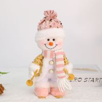 Handgefertigte Pailletten-Strick Öko-freundliche Klassische Weihnachtspuppe Weihnachtsmann Schneemann Rentier Figur Tischdekoration Weihnachtsdekoration für Zuhause