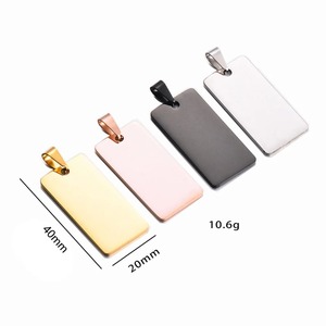 Plaques rectangulaires vierges en acier inoxydable 20x40mm pour gravure, pendentifs d'identification métalliques pour bijoux personnalisés DIY, vente en gros - Product Image 4
