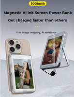 Batterie externe portable 5000 mAh avec écran encre, support double face rotatif, chargement magnétique sans fil et charge rapide, personnalisable avec logo