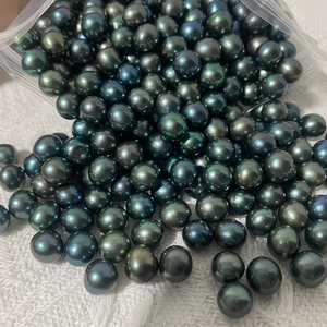 NO Hole Jewelry Making 8-9 mm High Quality Blue Green Peacock <strong>Black</strong> Round Freshwater <strong>Pearl</strong>