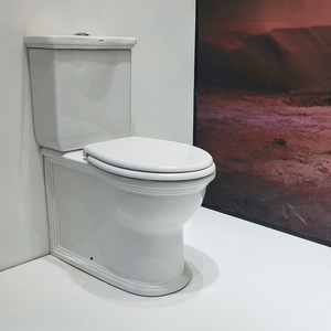 Toilettes de style <span class=keywords><strong>rétro</strong></span> en céramique <span class=keywords><strong>WC</strong></span> Pan Deux pièces Toilettes sanitaires Toilettes classiques sans rebord pour salle de bain - Product Image 2