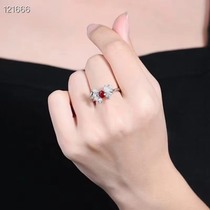 Bague de fiançailles SGARIT en rubis, nœud papillon, 0,58 carat, rubis rouge sang de pigeon naturel, or blanc 18 carats, bague en pierres précieuses de rubis - Product Image 5