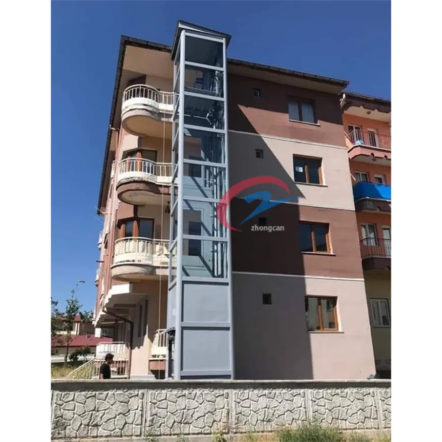Outdoor 3 Etage 4-stöckige Glas kabine hydraulische vertikale Wohn aufzug nach Hause Aufzüge Für Wohnung oder Hotel