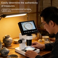 Microscope numérique LCD 1000X 1080P V16 Pro avec support de table et 8 lumières LED, indice de protection IP54, pour la réparation de bijoux et l'inspection de pièces de monnaie et de timbres