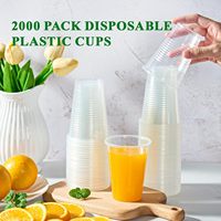 Lot de 2500 gobelets jetables transparents en PP de 9 oz, robustes, durables et empilables pour restaurants, bureaux, fêtes et mariages