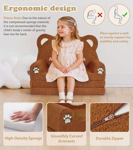 Custom Factory Multifunctional 2-in-1 Plush <b>Sofa</b> Soft Toddler Couch with Blanket Compressed <b>Foam</b> Foldable Kids Furniture - Product Image 5