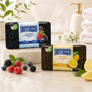 Fabienne 5 x 70 g Vegan Toilet <b>Soap</b> Value Pack in Strawberry Lemon Apple and Wild Berries Scents for Gentle Daily Factory Direct - Product Image 1