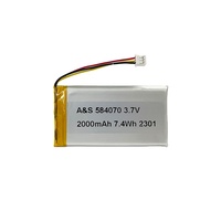 Poche rechargeable Batterie au lithium 584070 batterie polymère li-ion 3.7V 2000 mAh avec certificats UL/CB/CE/KC/PSE