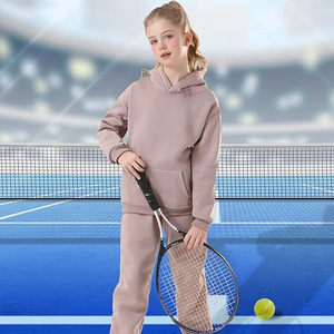 Conjuntos de Roupas para Meninos Bebês de Outono e Primavera em Fleece Tecnológico Sólido, Conjunto de Moletom com Zíper Completo e Calças 2PCS - Product Image 2