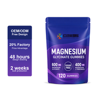 Gummies de magnésium L-thréonate et glycinate saveur myrtille avec calcium, vitamine D, vitamine B6 et coenzyme Q10, 120 unités