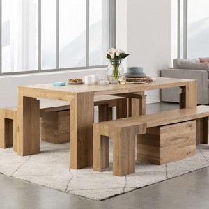 Set Tavolo da Pranzo Pieghevole <span class=keywords><strong>in</strong></span> <span class=keywords><strong>Legno</strong></span> Naturale di Lusso Personalizzato, Miglior Tavolo da Bar con Consolle per Sala da Pranzo di Hotel - Product Image 3