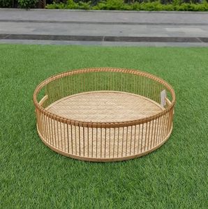 Premium Quality Natural Bamboo Butler Tray with <b>Foldable</b> Handles Eco-Friendly Multipurpose Serving Plate Drinks Snacks and Meals - Product Image 5