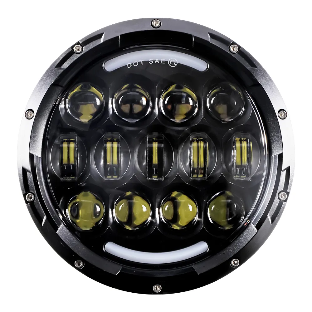 Motosiklet aydınlatma sistemi Off-Road araç aksesuarları alüminyum 7 inç far Jepp Wrangler Landrover 110 kafa lambaları için
