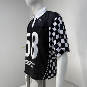 Retro American Football Jersey with <b>POLO</b> Collar Breathable Quick Dry Mesh Loose Fit Design Perfect for Trendy Outfits - Product Image 4
